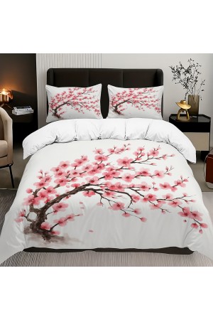 Sakura Pembe Çiçekli Ağaç Desenli Pamuk Saten Çift Kişilik Nevresim Takımı 200x220cm Sakura Pembe Çiçekli Ağaç Desenli Pamuk Saten Çift Kişilik Nevresim Takımı 200x220cm