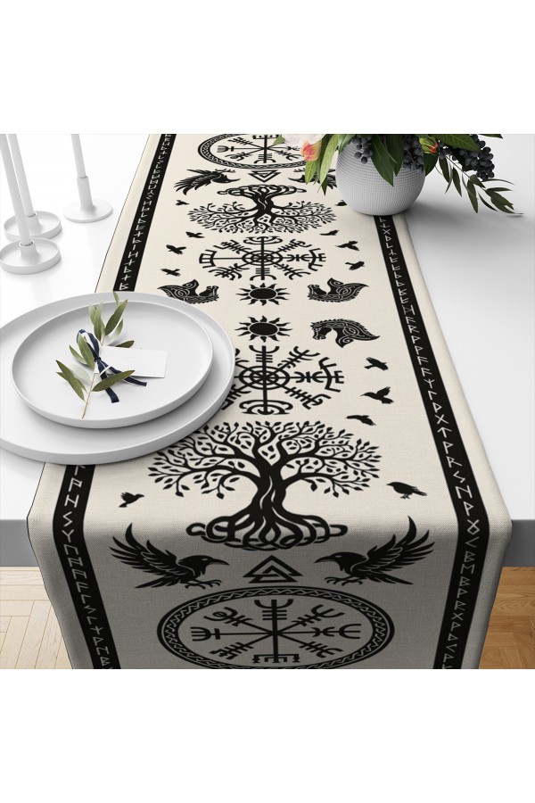 Retro Yaşam Ağacı Desenli Dijital Baskı Yıkanabilir Dekoratif Runner 40x140cm Retro Yaşam Ağacı Desenli Dijital Baskı Yıkanabilir Dekoratif Runner 40x140cm