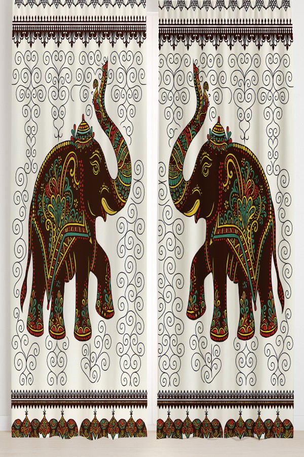 Hint Filleri Desenli Çift Kanatlı Fon Perde Süet Oturma Odası Salon Mutfak 140x260cm