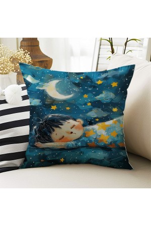 Mavi Sarı Ay Uyuyan Çocuk Desenli Erkek ÇocukDekoratif Çift Taraflı Kırlent Kılıfı 43x43cm Mavi Sarı Ay Uyuyan Çocuk Desenli Erkek ÇocukDekoratif Çift Taraflı Kırlent Kılıfı 43x43cm