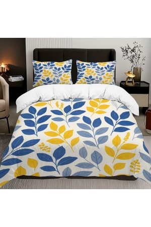 Sarı Lacivert Çiçek Desenli Pamuk Saten Çift Kişilik Nevresim Takımı 200x220cm Sarı Lacivert Çiçek Desenli Pamuk Saten Çift Kişilik Nevresim Takımı 200x220cm