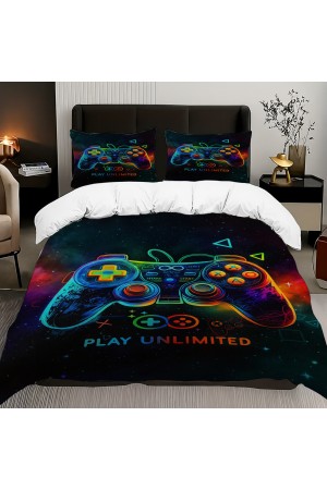 Oyun Konsol Joystick Gamer Desenli Pamuk Saten Çift Kişilik Nevresim Takımı 200x220cm Oyun Konsol Joystick Gamer Desenli Pamuk Saten Çift Kişilik Nevresim Takımı 200x220cm