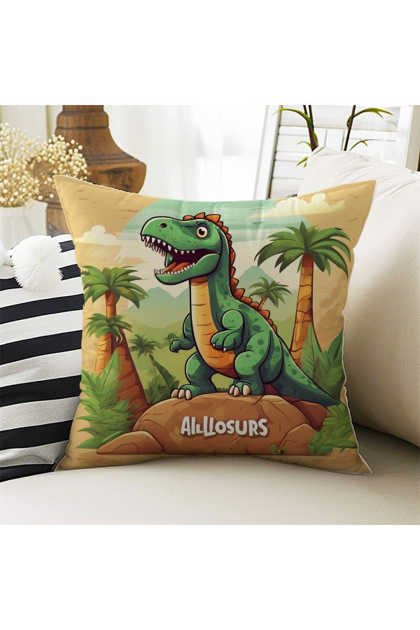 Dinazor Desenli Erkek ÇocukDekoratif Çift Taraflı Kırlent Kılıfı 43x43cm Dinazor Desenli Erkek ÇocukDekoratif Çift Taraflı Kırlent Kılıfı 43x43cm