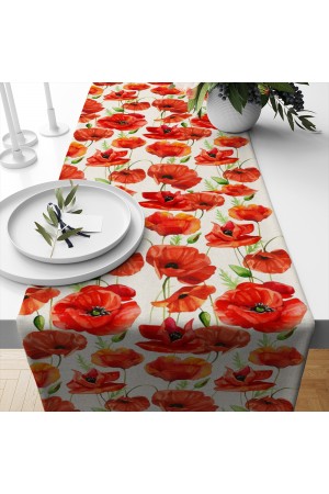 Kırmızı Gelincik Çiçek Desenli Dijital Baskı Yıkanabilir Dekoratif Runner 40x140cm Kırmızı Gelincik Çiçek Desenli Dijital Baskı Yıkanabilir Dekoratif Runner 40x140cm