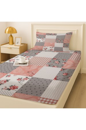 Gri Pembe Retro Çiçek Desenli Lastikli Tek Kişilik Çarşaf Takımı Yastık Kılıflı 100x200cm Gri Pembe Retro Çiçek Desenli Lastikli Tek Kişilik Çarşaf Takımı Yastık Kılıflı 100x200cm