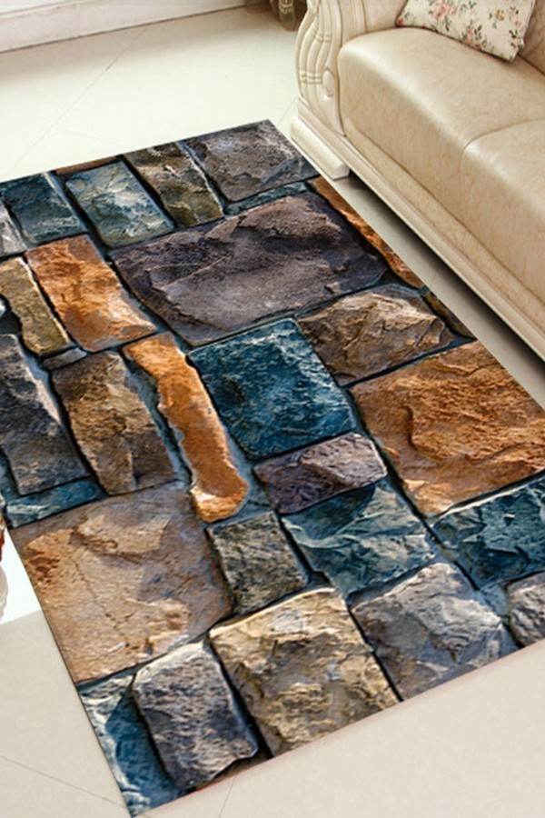 Else Hali Taş Duvar 3D Baskili Dekoratif Modern Halilar Else Hali Taş Duvar 3D Baskili Dekoratif Modern Halilar