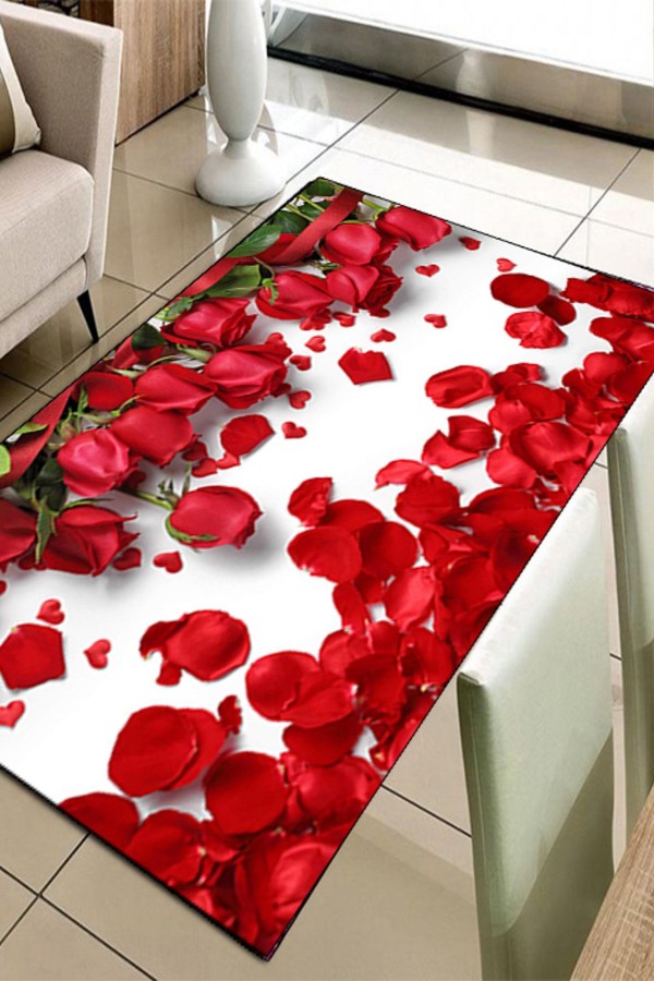 Else Hali Kirmizi Güller 3D Modern Dekoratif Salon Halilari Else Hali Kirmizi Güller 3D Modern Dekoratif Salon Halilari