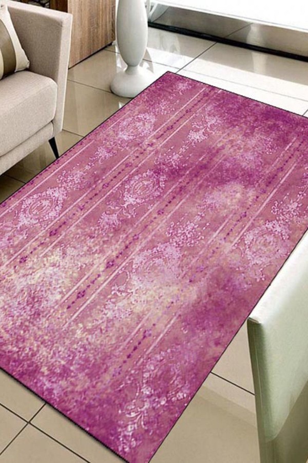 Else Hali Pembe Vintage Damask 3D Baskili Modern Halilar Else Hali Pembe Vintage Damask 3D Baskili Modern Halilar