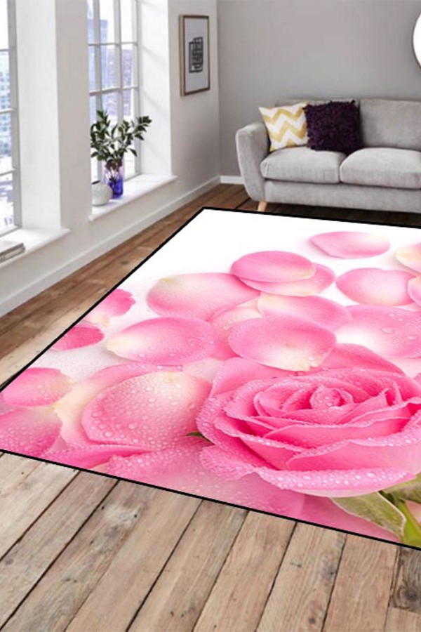 Else Hali Pembe Güller 3D Dekoratif Modern 3D Salon Halilari Else Hali Pembe Güller 3D Dekoratif Modern 3D Salon Halilari