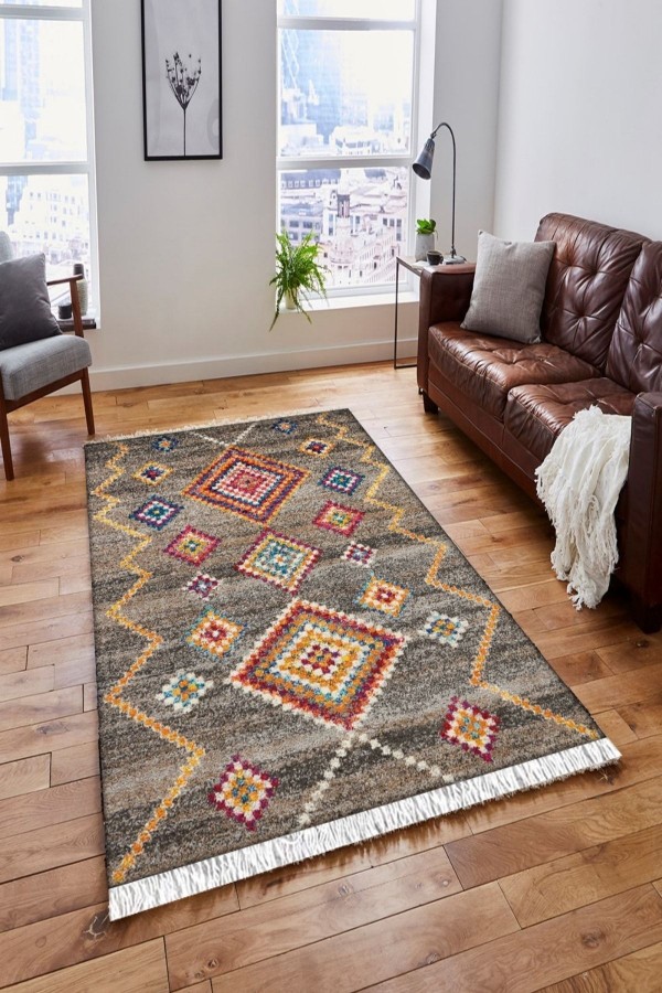 Else Turuncu Mavi Sarı Otantik Vintage Saçaklı Bohem Kilim Halı Else Turuncu Mavi Sarı Otantik Vintage Saçaklı Bohem Kilim Halı