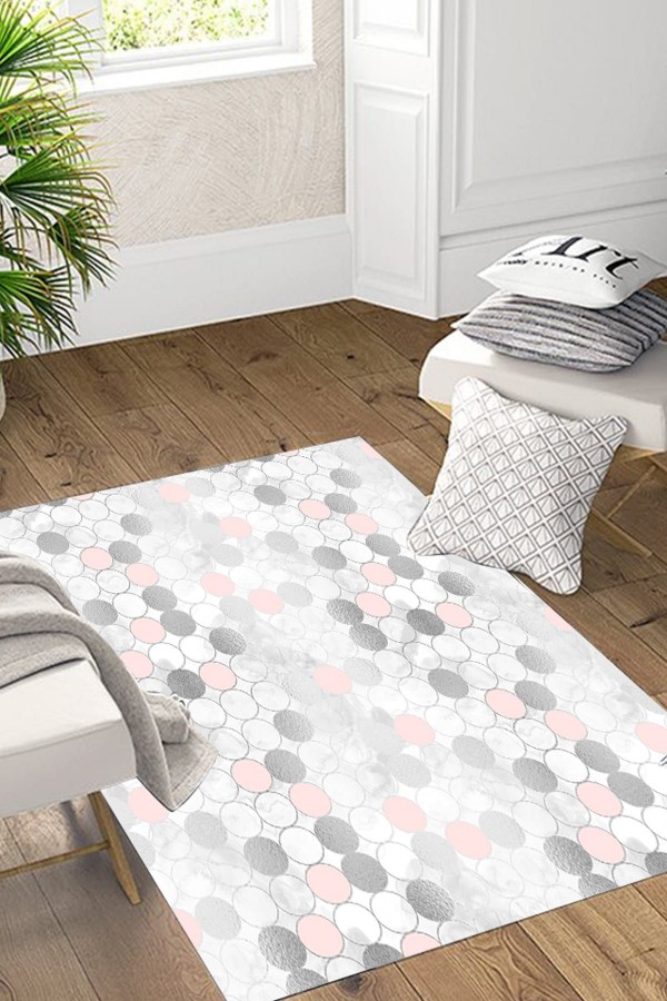 Else Pembe Gri Yuvarlak Düz Renk Desenli Modern Salon Halisi Else Pembe Gri Yuvarlak Düz Renk Desenli Modern Salon Halisi