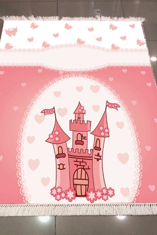 Else Pembe Kiz Şato Çocuk Dekoratif Modern 3D Dokuma Şönil Hali Else Pembe Kiz Şato Çocuk Dekoratif Modern 3D Dokuma Şönil Hali