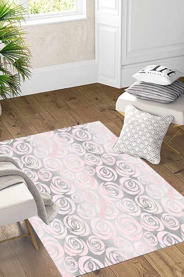 Else Soft Pembe Güller Düz Renk Desenli Modern Salon Halisi Else Soft Pembe Güller Düz Renk Desenli Modern Salon Halisi