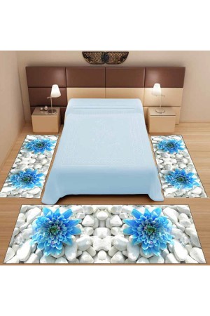 3Lu Set Else 3 Boyutlu Mavi Çiçekli Taşlar Yatak Odasi Halisi 3 Lü Seti 3Lu Set Else 3 Boyutlu Mavi Çiçekli Taşlar Yatak Odasi Halisi 3 Lü Seti