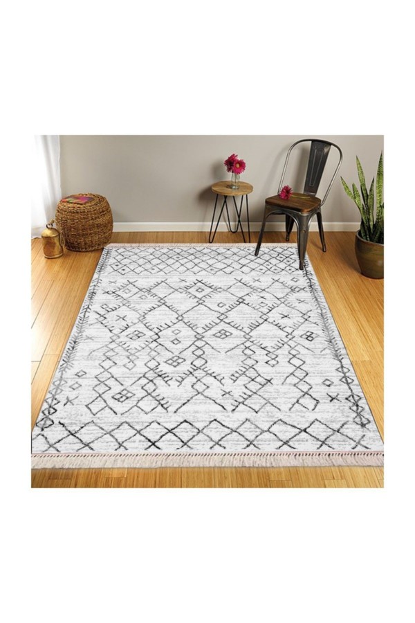 Retro Şönil Desenli Modern Püsküllü Kilim Halı 4 80x150cm Retro Şönil Desenli Modern Püsküllü Kilim Halı 4