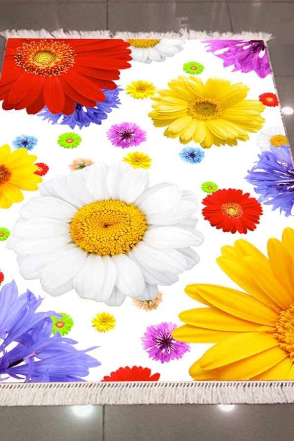 Else Büyük Çiçekler Dekoratif Modern 3D Dokuma Şönil Hali Else Büyük Çiçekler Dekoratif Modern 3D Dokuma Şönil Hali