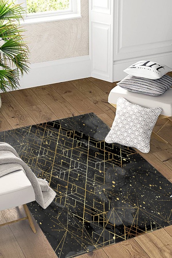 Else Siyah Beyaz Sari Çizgiler Düz Renk Desenli Geo Modern Salon Halisi Else Siyah Beyaz Sari Çizgiler Düz Renk Desenli Geo Modern Salon Halisi