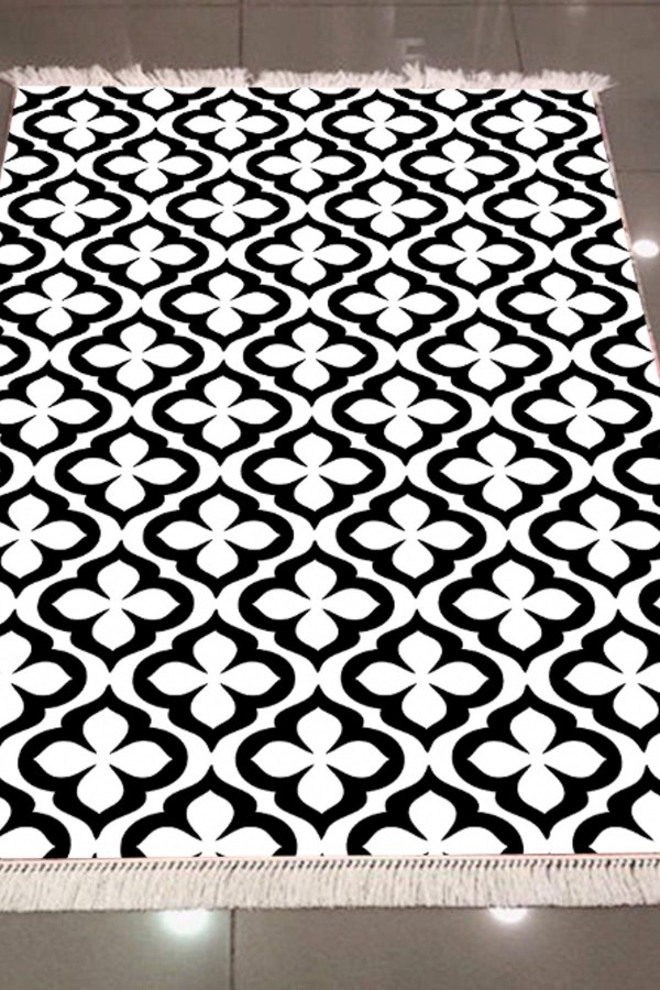 Else Siyah Beyaz Dekoratif Modern 3D Dokuma Şönil Hali Else Siyah Beyaz Dekoratif Modern 3D Dokuma Şönil Hali