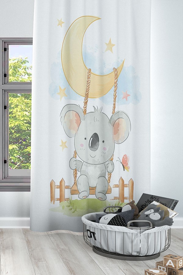 ElseSevimli Koala Desenli Dekoratif Çocuk Ve Bebek Odası Fon Perde ElseSevimli Koala Desenli Dekoratif Çocuk Ve Bebek Odası Fon Perde