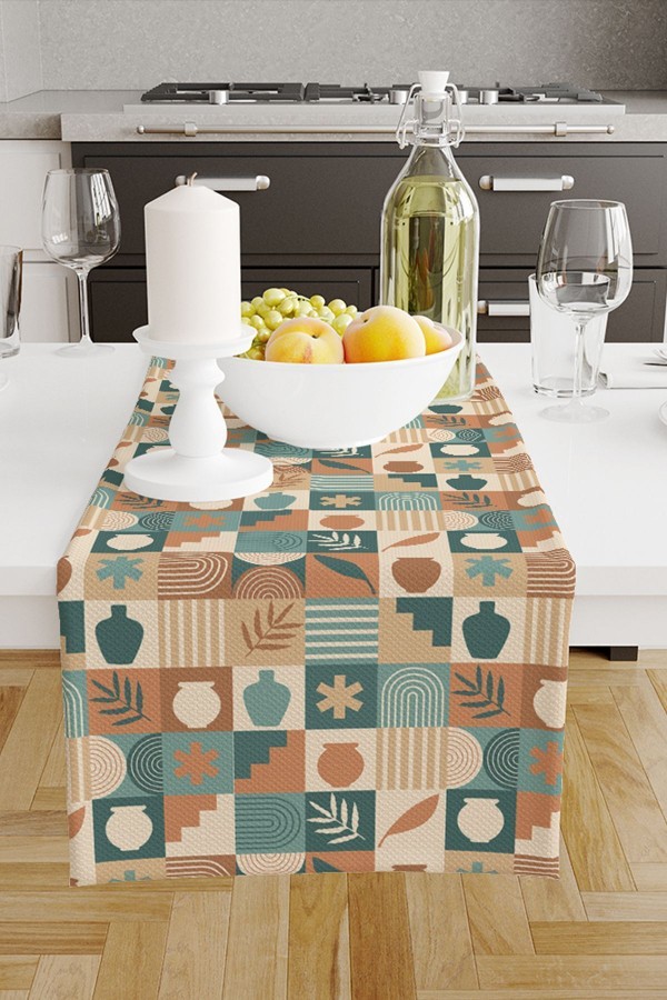Kahverengi Retro Desenli Dijital Baskılı Leke Tutmaz Dertsiz Dekoratif Runner 40x140cm Kahverengi Retro Desenli Dijital Baskılı Leke Tutmaz Dertsiz Dekoratif Runner 40x140cm