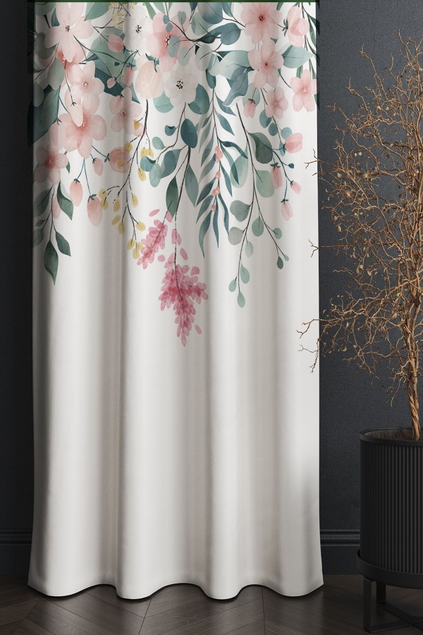 Renkli Çiçek Desenli Baskılı Dekoratif Salon Mutfak Fon Perde 140x260cm Renkli Çiçek Desenli Baskılı Dekoratif Salon Mutfak Fon Perde 140x260cm