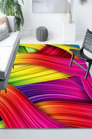 Renkli İpler Desenli Modern Kaymaz Yıkanabilir Mutfak Salon Halısı