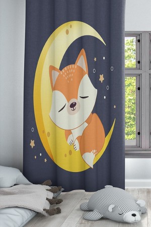 Ay Dede Tilkili Desenli Dekoratif Çocuk Ve Bebek Odası Fon Perde Ay Dede Tilkili Desenli Dekoratif Çocuk Ve Bebek Odası Fon Perde