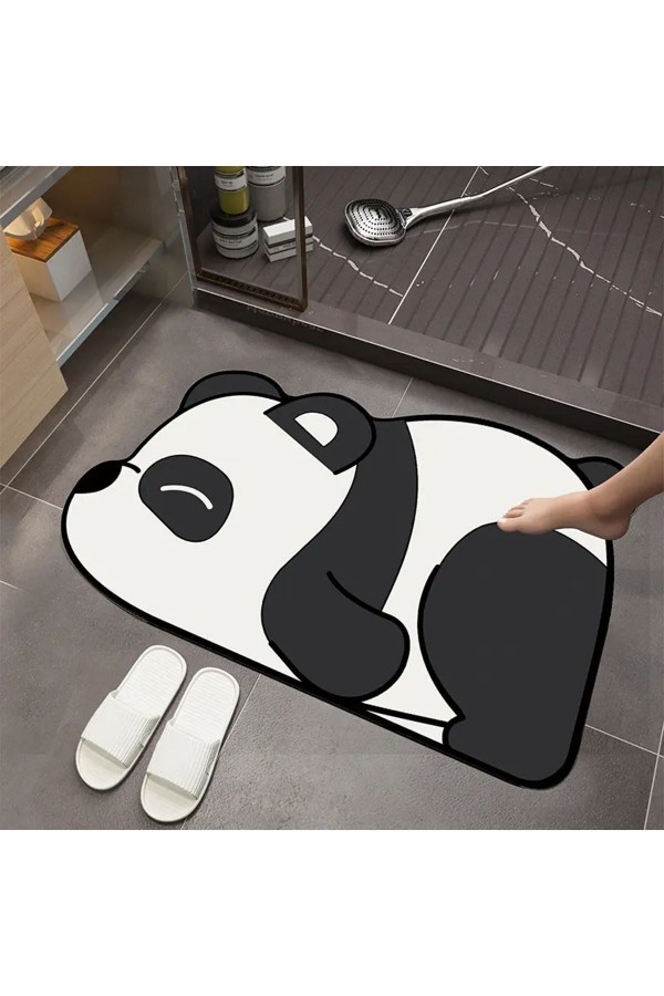 Else Panda Su Emici Duş Önü Banyo Paspası Klozet Tek Parça Hayvanlı Banyo Halısı