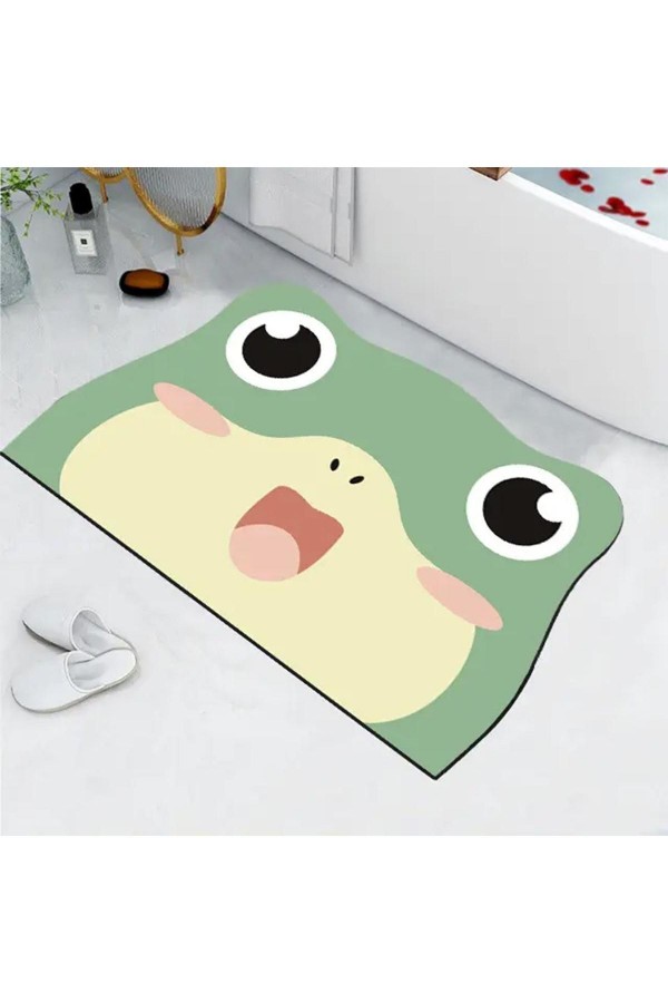 Kurbağa Su Emici Duş Önü Banyo Paspası Klozet Tek Parça Hayvanlı Banyo Halısı Kurbağa Su Emici Duş Önü Banyo Paspası Klozet Tek Parça Hayvanlı Banyo Halısı