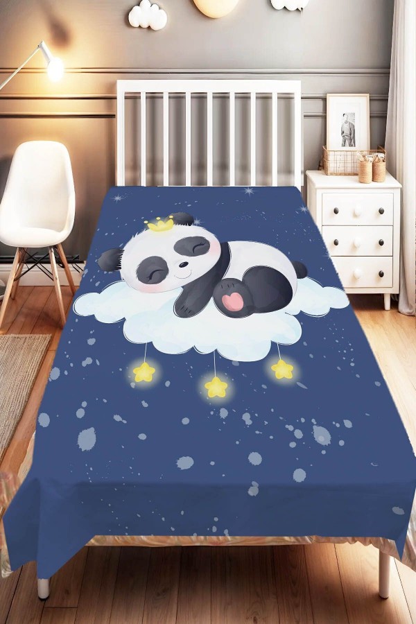 Mavi Gökyüzü Yıldızlar Panda Ayılı Desenli Çocuk Ve Bebek Odası Dekoratif Yatak Örtüsü Mavi Gökyüzü Yıldızlar Panda Ayılı Desenli Çocuk Ve Bebek Odası Dekoratif Yatak Örtüsü