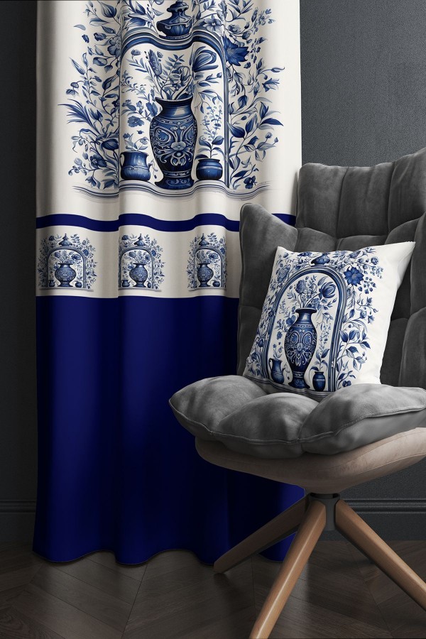 Mavi Beyaz Vazo Vintage Desenli Baskılı Kırlent Kılıflı Salon Mutfak Fon Perde 140x260 cm Mavi Beyaz Vazo Vintage Desenli Baskılı Kırlent Kılıflı Salon Mutfak Fon Perde 140x260 cm