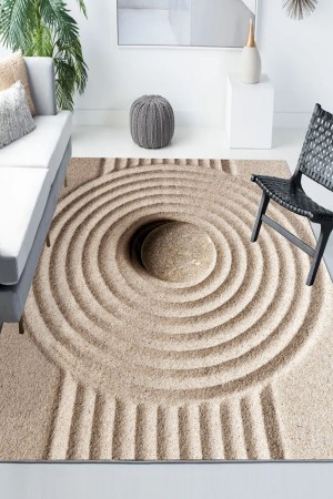 Kumsal Desenli Modern Kaymaz Yıkanabilir Mutfak Salon Halısı