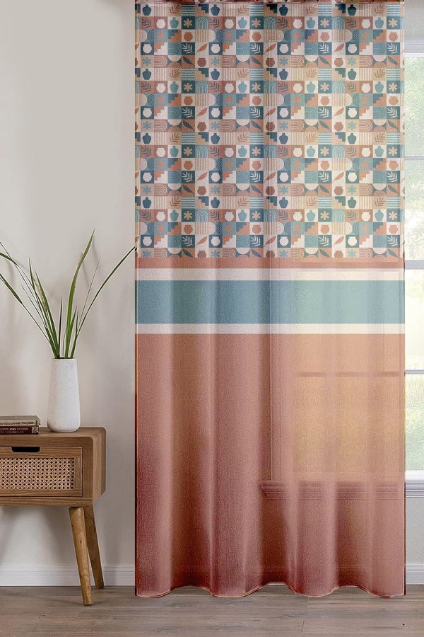 Kahverengi Retro Desenli Baskılı Dekoratif Salon Mutfak Tül Perde 140x260cm Kahverengi Retro Desenli Baskılı Dekoratif Salon Mutfak Tül Perde 140x260cm