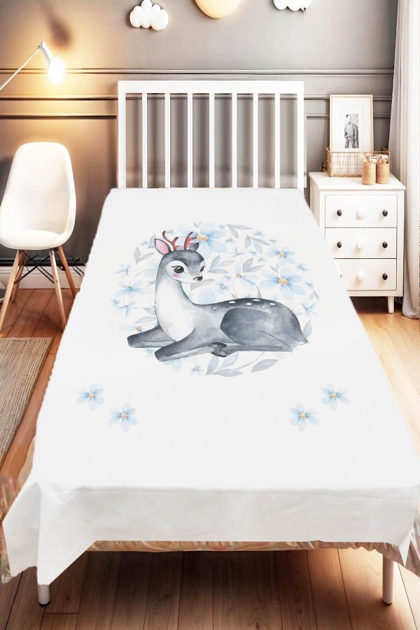 Gri Ceylanlı Hayvanlı Desenli Çocuk Ve Bebek Odası Dekoratif Yatak Örtüsü Gri Ceylanlı Hayvanlı Desenli Çocuk Ve Bebek Odası Dekoratif Yatak Örtüsü