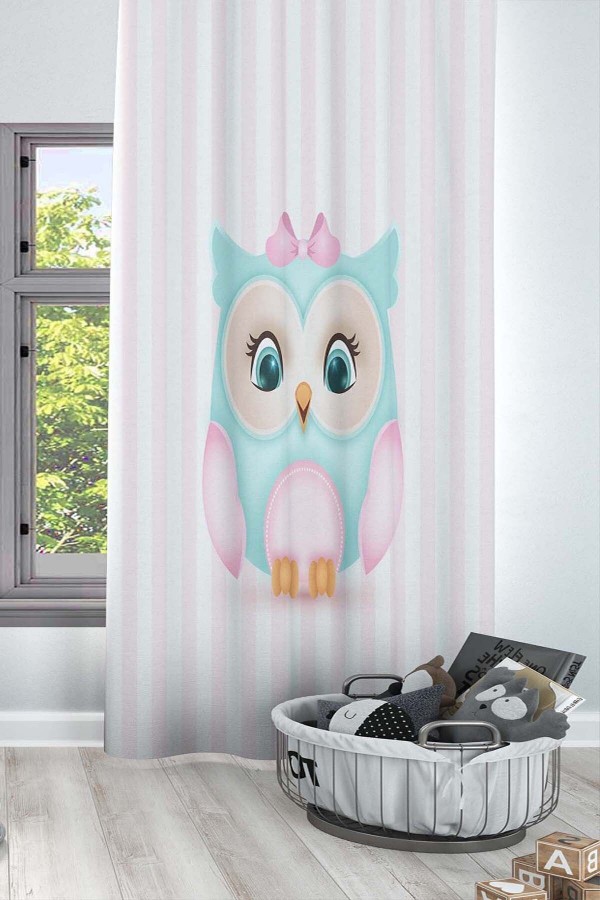 Sevimli Baykuşlu Desenli Dekoratif Çocuk Ve Bebek Odası Fon Perde Sevimli Baykuşlu Desenli Dekoratif Çocuk Ve Bebek Odası Fon Perde