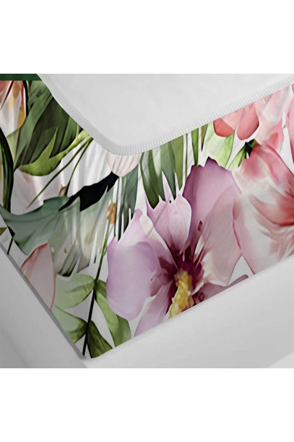 Renkli Çiçekler Baskılı Desenli Lastikli Tek Kişilik Yastıklı Lastikli Çarşaf Takımı 90x190cm Renkli Çiçekler Baskılı Desenli Lastikli Tek Kişilik Yastıklı Lastikli Çarşaf Takımı 90x190cm
