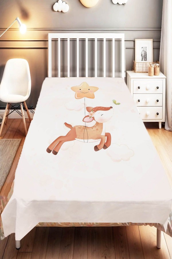 Yıldızlı Sevimli Ceylan Hayvanlı Desenli Çocuk Ve Bebek Odası Dekoratif Yatak Örtüsü Yıldızlı Sevimli Ceylan Hayvanlı Desenli Çocuk Ve Bebek Odası Dekoratif Yatak Örtüsü