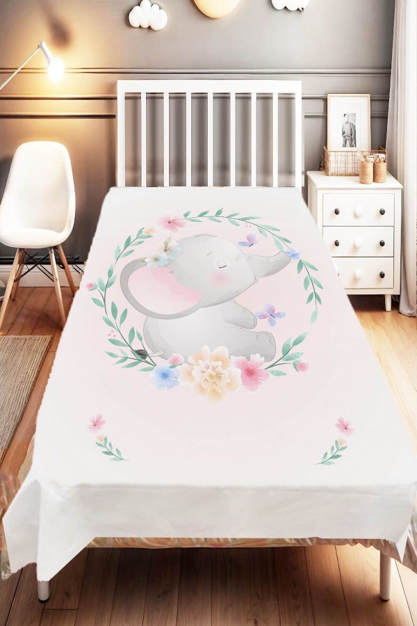 Gri Pembe Fil Hayvanlı Desenli Çocuk Ve Bebek Odası Dekoratif Yatak Örtüsü Gri Pembe Fil Hayvanlı Desenli Çocuk Ve Bebek Odası Dekoratif Yatak Örtüsü