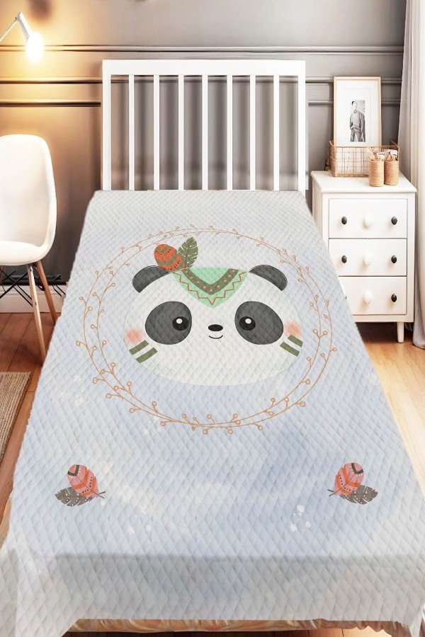 Sevimli Panda Ayıcıklar Desenli Tek Kişilik Çocuk Pike Takımı Sevimli Panda Ayıcıklar Desenli Tek Kişilik Çocuk Pike Takımı