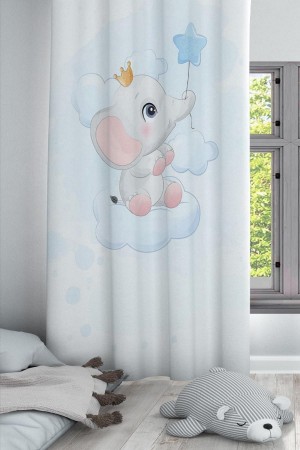 Bulut Balonlu Filli Desenli Dekoratif Çocuk Ve Bebek Odası Fon Perde Bulut Balonlu Filli Desenli Dekoratif Çocuk Ve Bebek Odası Fon Perde