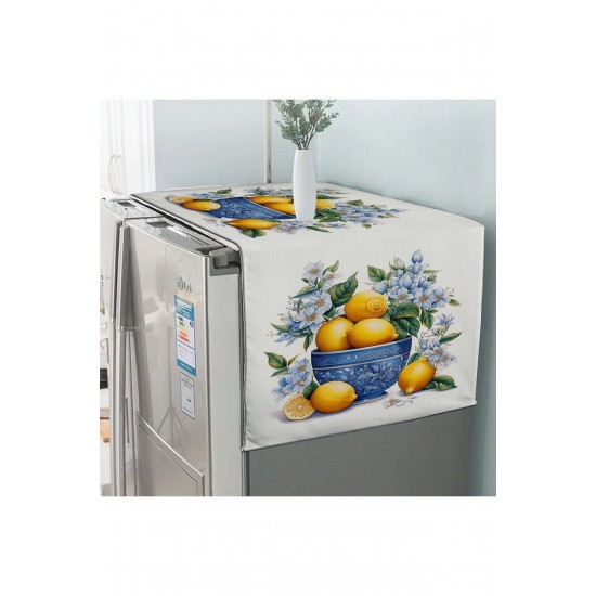 Vintage Limonlar Desenli Dekoratif Difiriz ve Buzdolabı Örtüsü 60x140cm Vintage Limonlar Desenli Dekoratif Difiriz ve Buzdolabı Örtüsü 60x140cm
