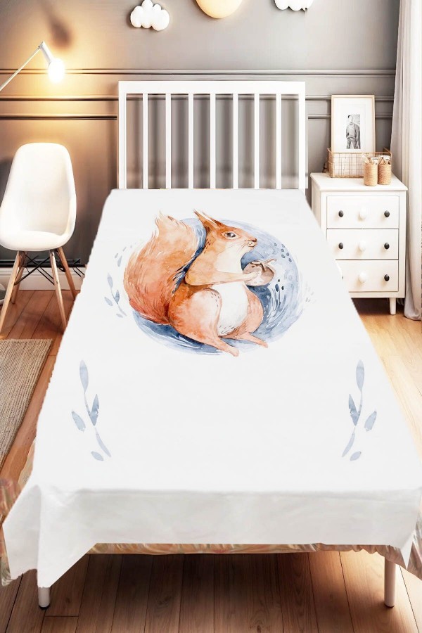 Sevimli Sincap Hayvanlı Desenli Çocuk Ve Bebek Odası Dekoratif Yatak Örtüsü Sevimli Sincap Hayvanlı Desenli Çocuk Ve Bebek Odası Dekoratif Yatak Örtüsü