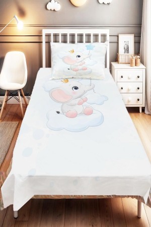 Bulut Balonlu Filli Desenli Çocuk Ve Bebek Odası Dekoratif Yatak Örtüsü Bulut Balonlu Filli Desenli Çocuk Ve Bebek Odası Dekoratif Yatak Örtüsü