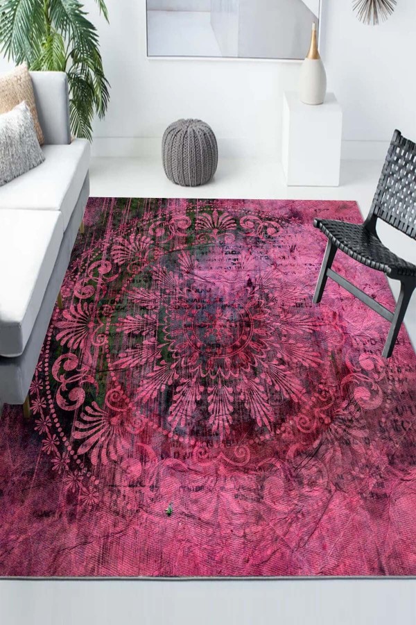Mürdüm Retro Osmanlı Desenli Modern Kaymaz Yıkanabilir Mutfak Salon Halısı Mürdüm Retro Osmanlı Desenli Modern Kaymaz Yıkanabilir Mutfak Salon Halısı