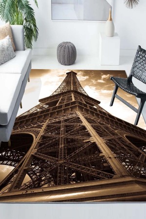 Eyfel Kulesi Desenli Modern Kaymaz Yıkanabilir Mutfak Salon Halısı