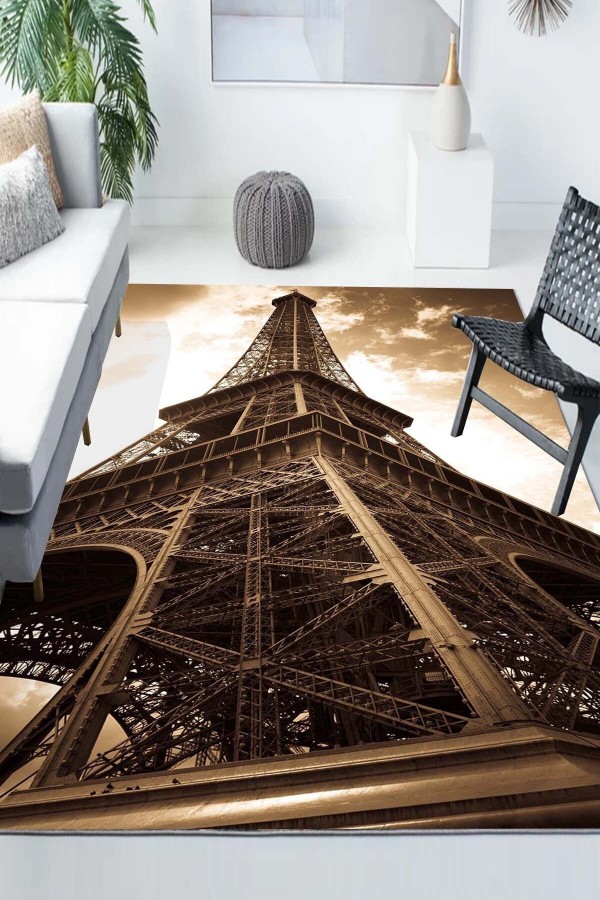 Eyfel Kulesi Desenli Modern Kaymaz Yıkanabilir Mutfak Salon Halısı Eyfel Kulesi Desenli Modern Kaymaz Yıkanabilir Mutfak Salon Halısı
