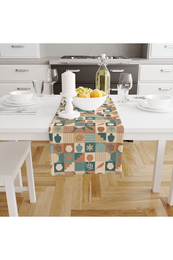 Kahverengi Retro Desenli Dijital Baskılı Leke Tutmaz Dertsiz Dekoratif Runner 40x140cm Kahverengi Retro Desenli Dijital Baskılı Leke Tutmaz Dertsiz Dekoratif Runner 40x140cm