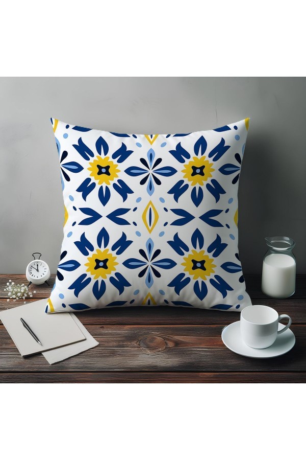 Mavi Beyaz Sarı Etnik Desenli Baskılı Kırlent Kılıflı Salon Mutfak Fon Perde 140x260 cm Mavi Beyaz Sarı Etnik Desenli Baskılı Kırlent Kılıflı Salon Mutfak Fon Perde 140x260 cm