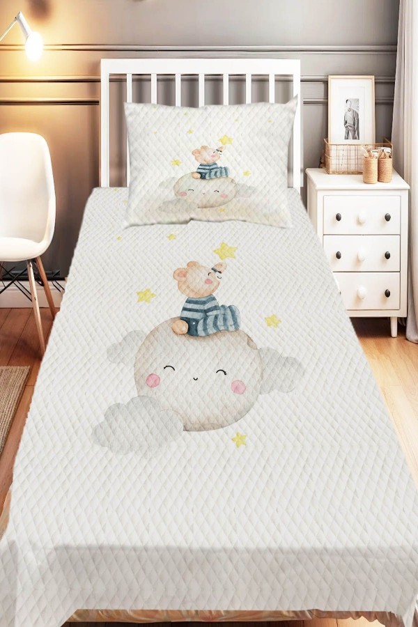 Pembe Unicorn Atlı Desenli Tek Kişilik Çocuk Pike Takımı Pembe Unicorn Atlı Desenli Tek Kişilik Çocuk Pike Takımı