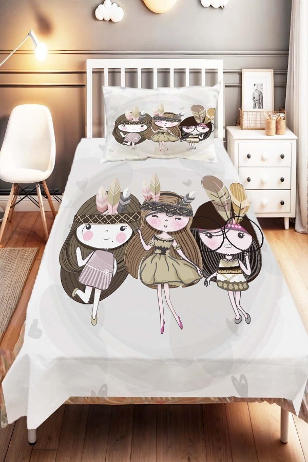 Minik Kızlar Desenli Çocuk Ve Bebek Odası Dekoratif Yatak Örtüsü Minik Kızlar Desenli Çocuk Ve Bebek Odası Dekoratif Yatak Örtüsü